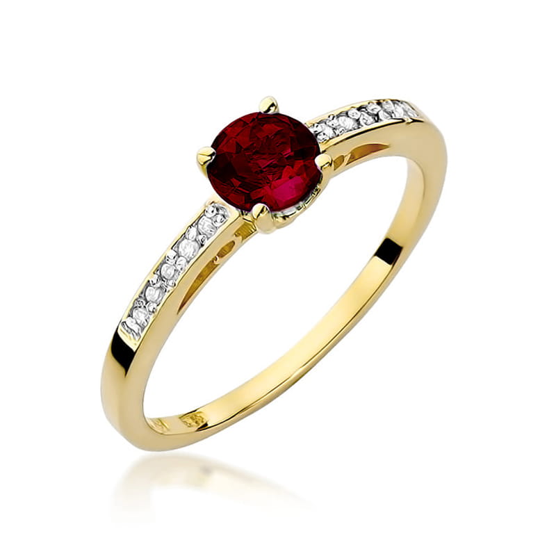 W066-Z-585-G0.60_1.jpg Inel Aur 14K cu Granat 0.60 ct si Diamante 0.05 ct - Imagine 1