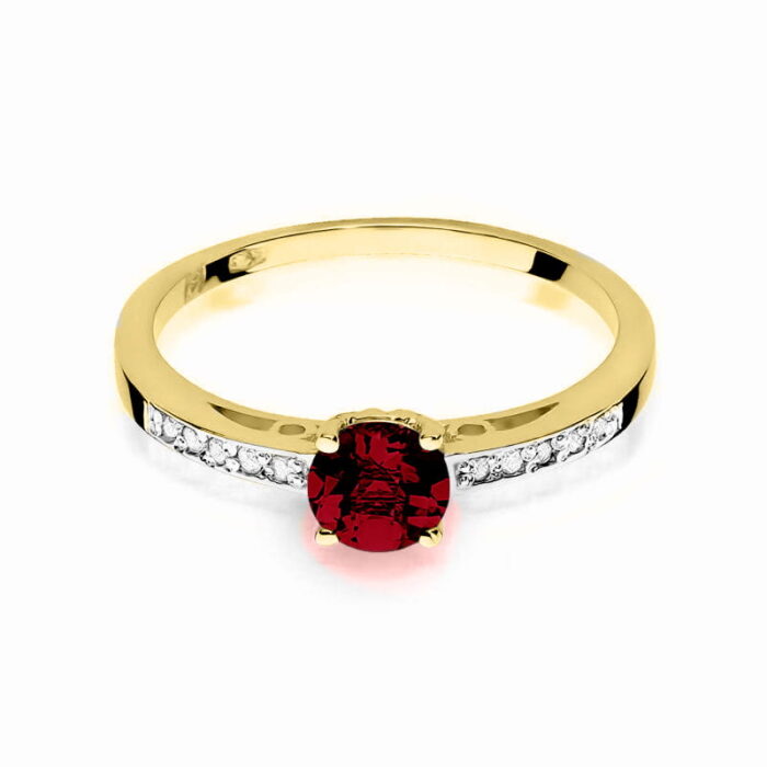 Inel Aur 14K cu Granat 0.60 ct si Diamante 0.05 ct - Imagine 2