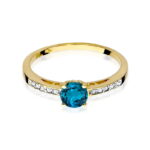 Inel Aur 14K cu Topaz London Blue 0.50 ct si Diamante 0.05 ct - Imagine 2