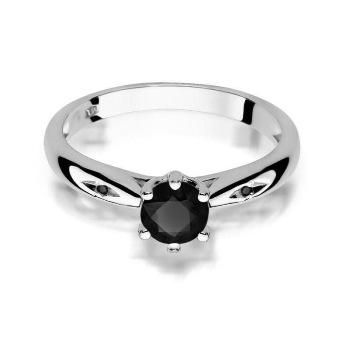 Inel Aur 14K W074 Diamant Negru 0.50ct - Imagine 10
