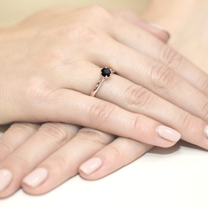 Inel Aur 14K W074 Diamant Negru 0.50ct - Imagine 8