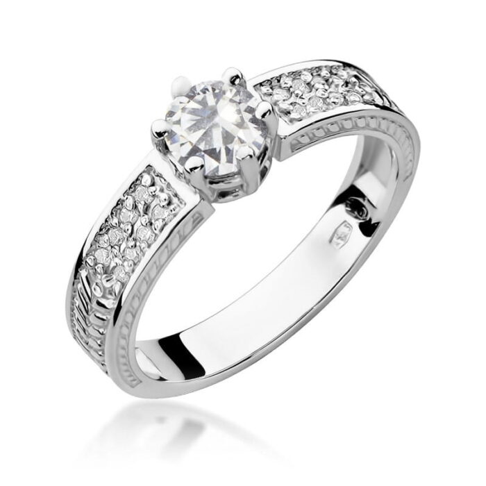 Inel Aur 14K cu Safir Alb 0.60 ct si Diamante 0.08 ct - Imagine 5