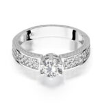 Inel Aur 14K cu Safir Alb 0.60 ct si Diamante 0.08 ct - Imagine 6