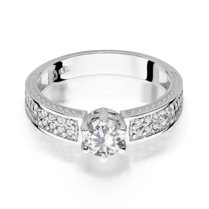 Inel Aur 14K cu Safir Alb 0.60 ct si Diamante 0.08 ct - Imagine 6
