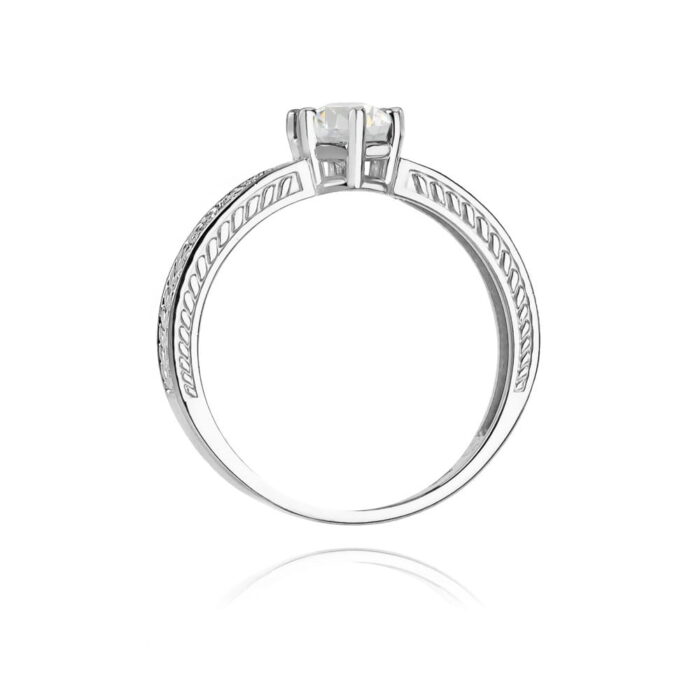 Inel Aur 14K cu Safir Alb 0.60 ct si Diamante 0.08 ct - Imagine 7