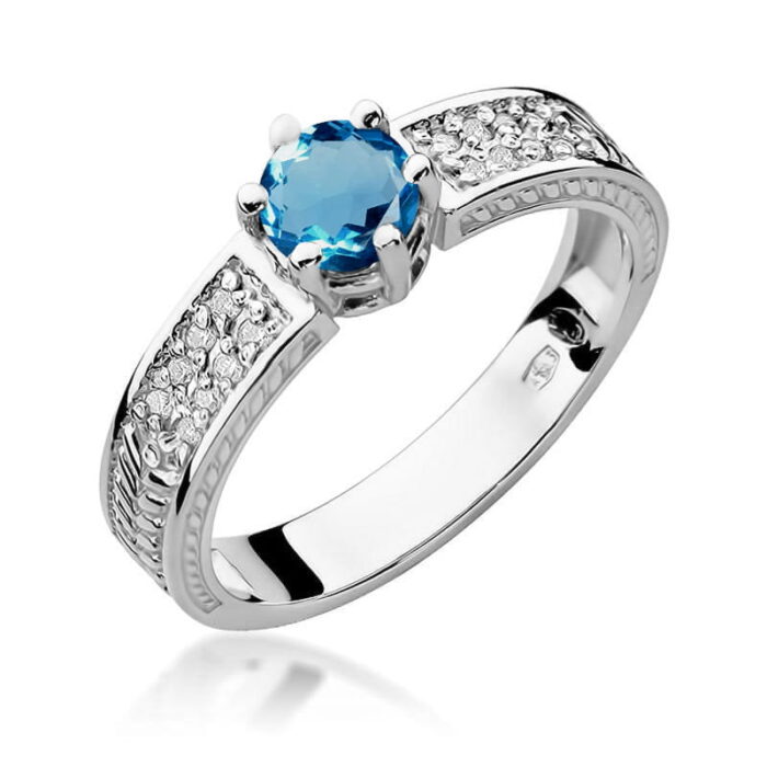 Inel Aur 14K cu Topaz London Blue 0.50 ct si Diamant 0.08 ct - Imagine 8