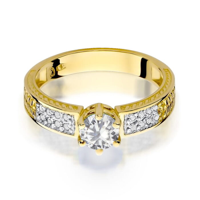 Inel Aur 14K cu Safir Alb 0.60 ct si Diamante 0.08 ct - Imagine 2