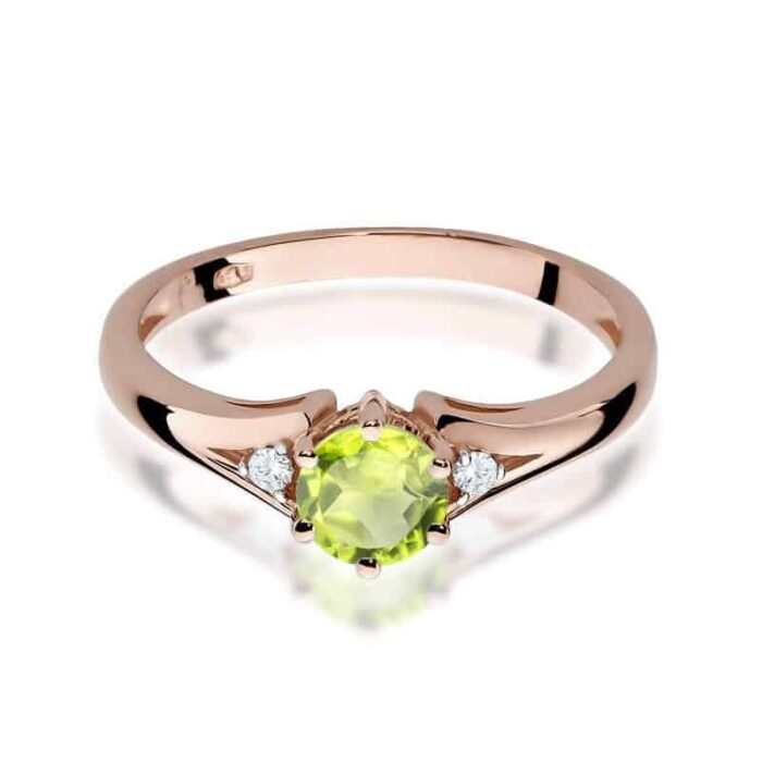 Inel Aur 14K cu Peridot 0.60 ct si Diamante Naturale 0.03 ct - Imagine 9