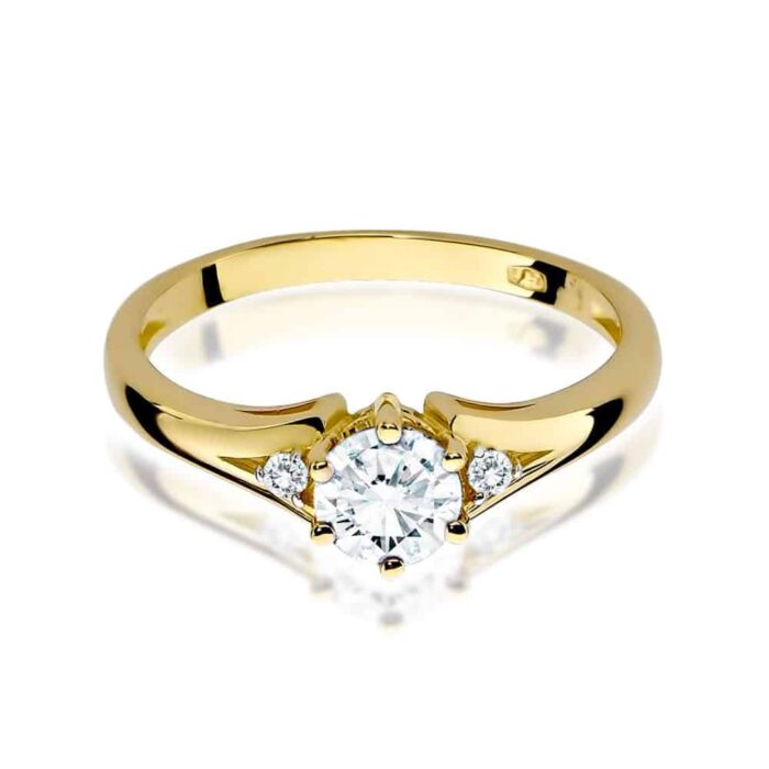 Inel Aur 14k cu Safir Alb  0.60 ct - Imagine 2