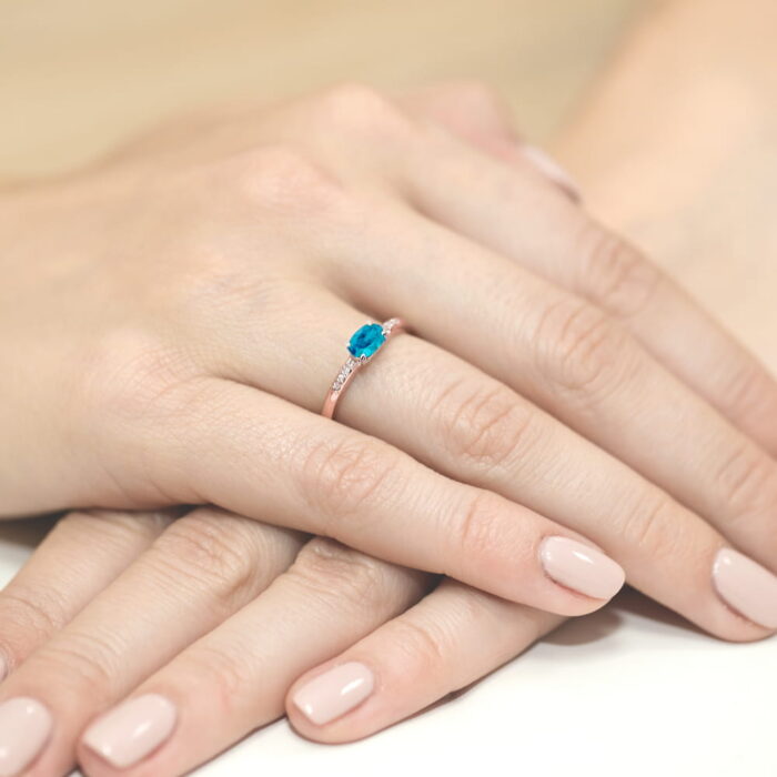 Inel Aur 14K W077 Topaz London Blue 0.50ct - Imagine 8