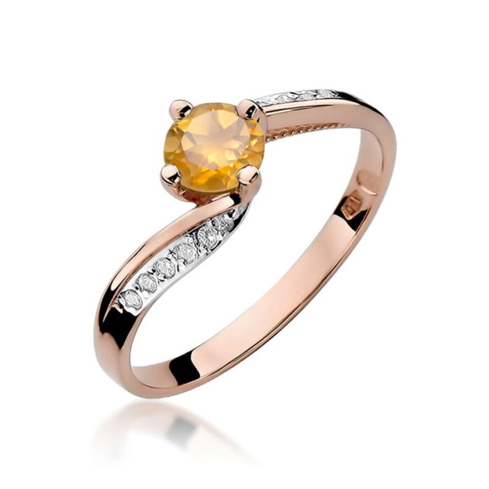 Inel Aur 14K cu Citrin 0.60 ct si Diamante 0.05 ct - Imagine 8