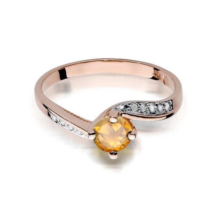 Inel Aur 14K cu Citrin 0.60 ct si Diamante 0.05 ct - Imagine 9