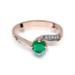 Inel Aur 14K cu Smarald 0.50 ct si Diamante 0.05 ct - Imagine 10