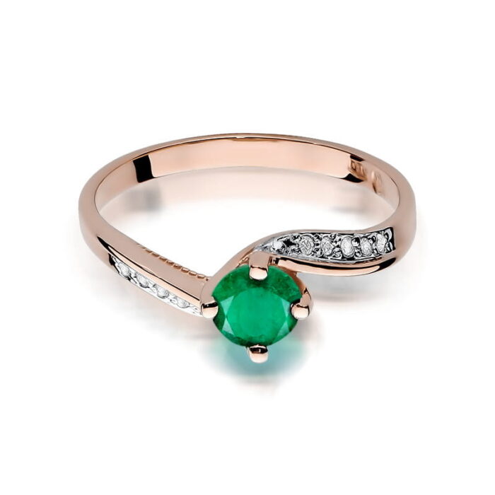 Inel Aur 14K cu Smarald 0.50 ct si Diamante 0.05 ct - Imagine 10