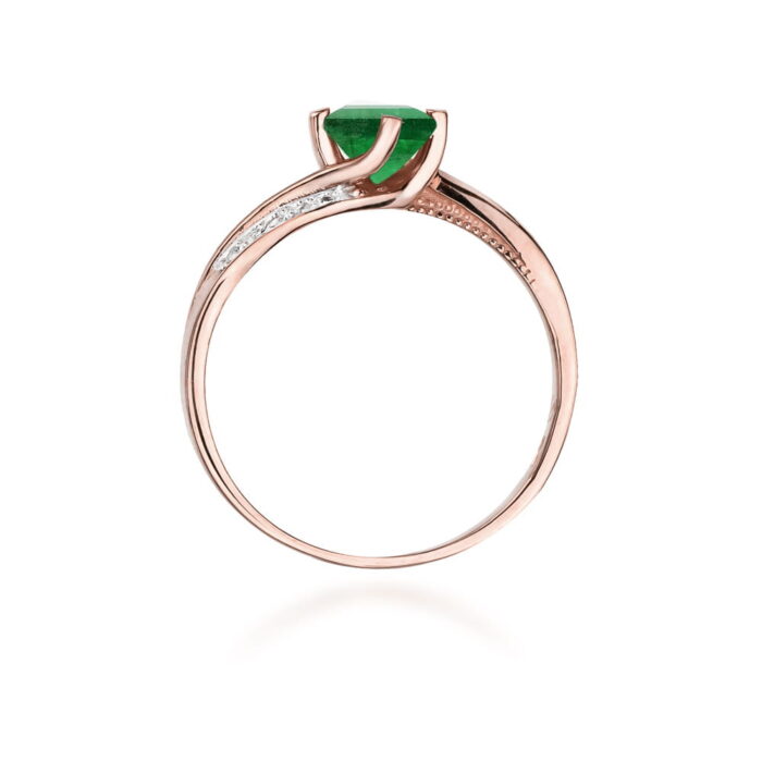 Inel Aur 14K cu Smarald 0.50 ct si Diamante 0.05 ct - Imagine 9