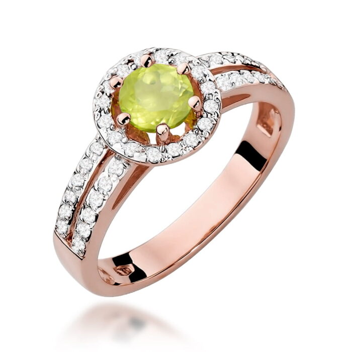 Inel Aur 14k cu Peridot 0.60 ct si Diamante 0.20 ct - Imagine 8