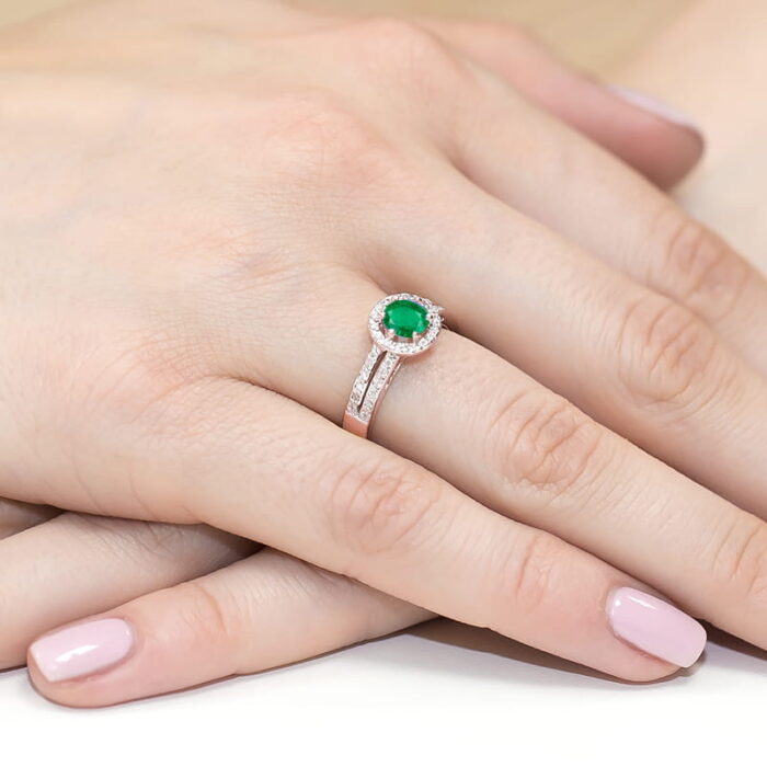 Inel Aur 14K cu Smarald 0.50 ct si Diamante 0.20 ct - Imagine 11
