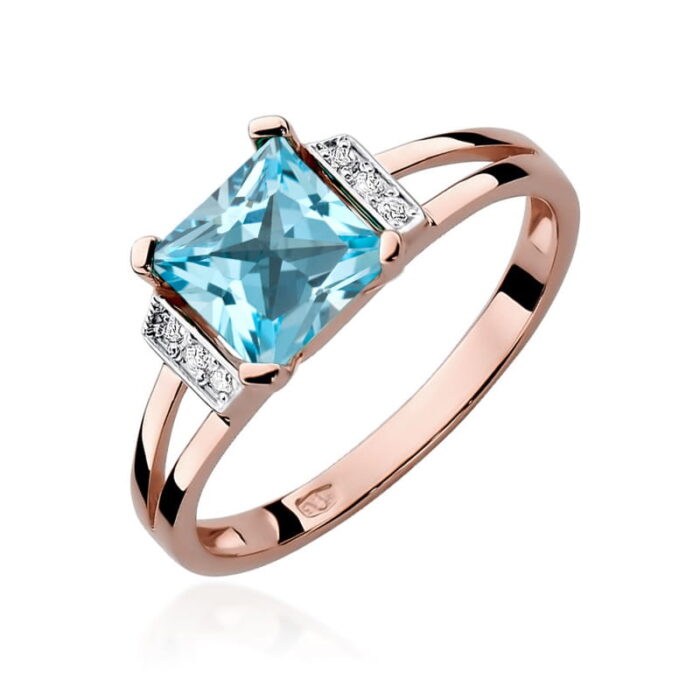 Inel Aur 14K cu Topaz 1.40 ct si Diamante 0.03 ct - Imagine 9