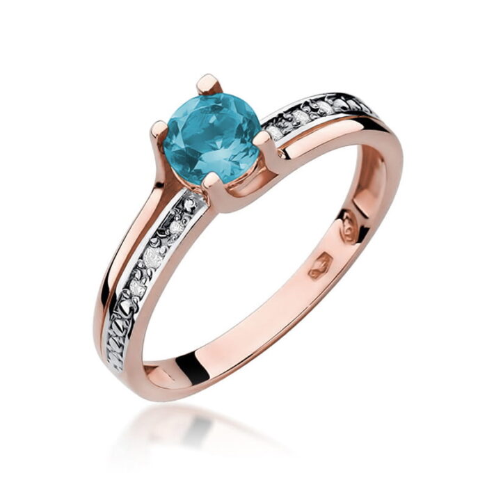 Inel Aur 14K cu Topaz 0.50 ct si Diamante 0.03 ct - Imagine 8