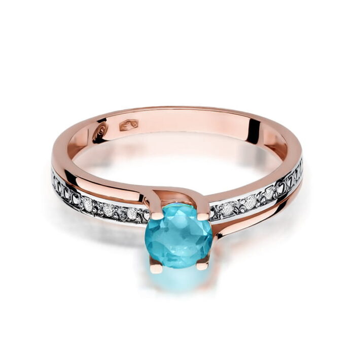 Inel Aur 14K cu Topaz 0.50 ct si Diamante 0.03 ct - Imagine 9