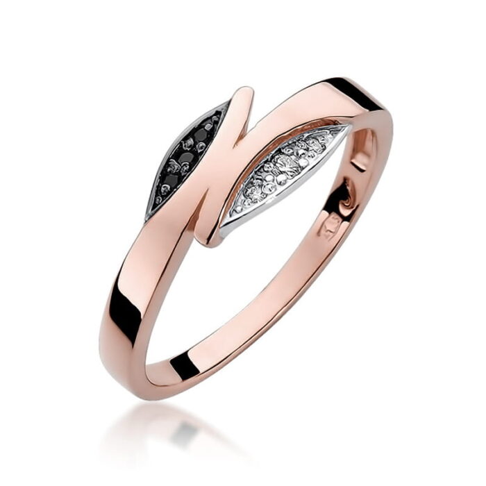 Inel Aur 14k cu Diamante Albe 0.03 ct si Negre 0.02 ct - Imagine 8