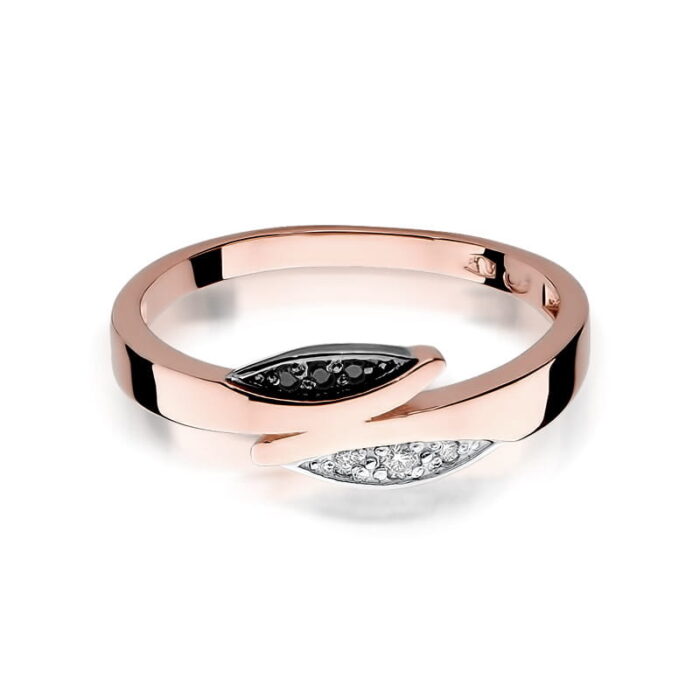 Inel Aur 14k cu Diamante Albe 0.03 ct si Negre 0.02 ct - Imagine 9