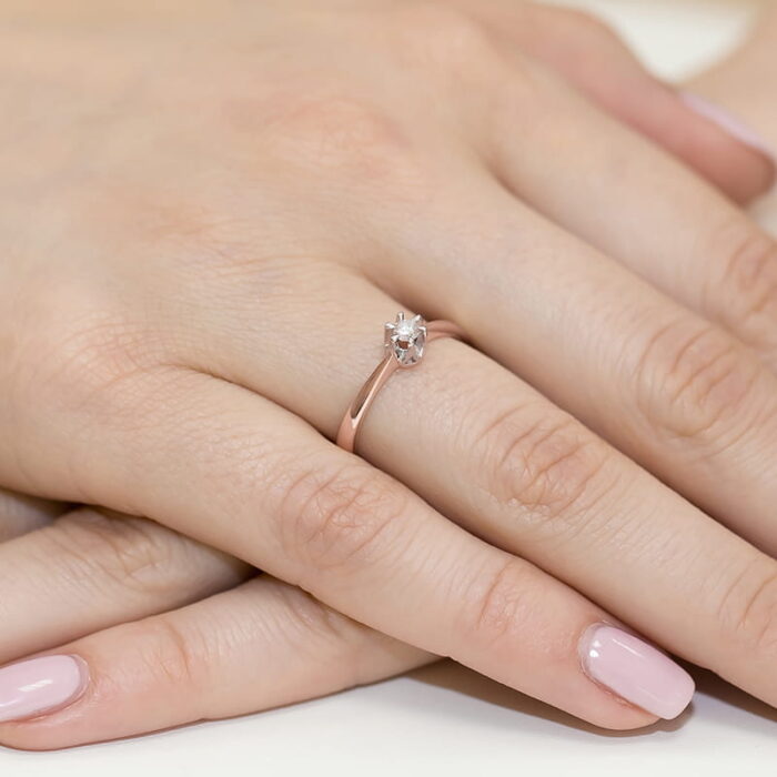 Inel Aur 14K cu Diamant Natural 0.15 ct - Imagine 8