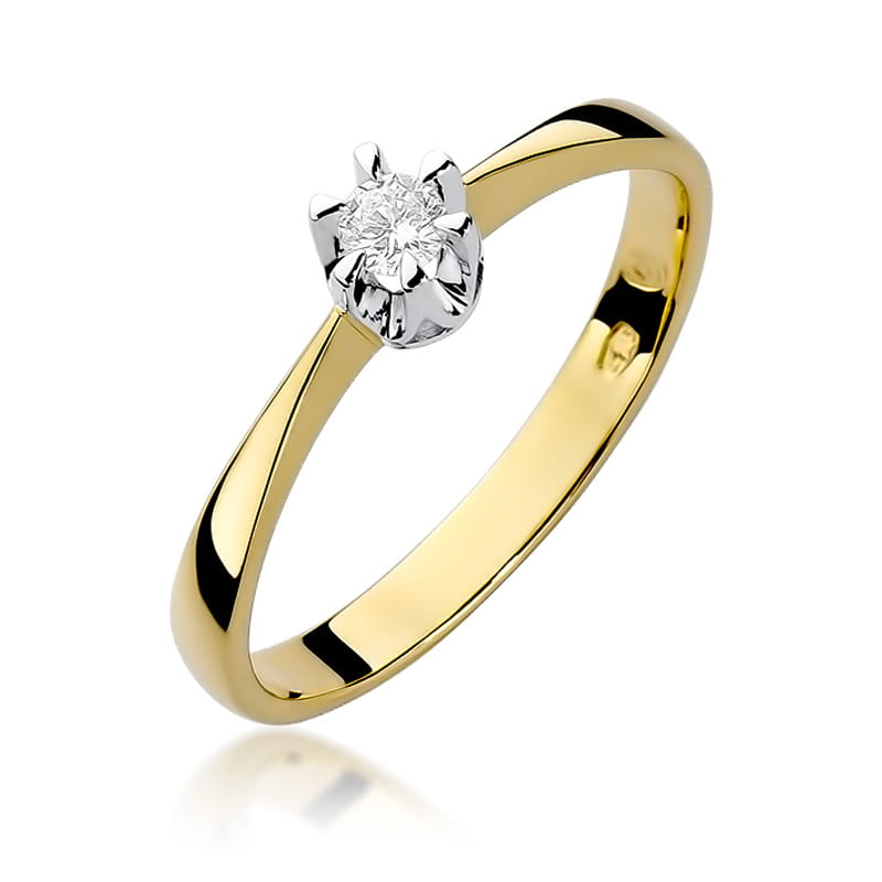 W111-Z-585-B0.15_1.jpg Inel Aur 14K cu Diamant Natural 0.15 ct - Imagine 1