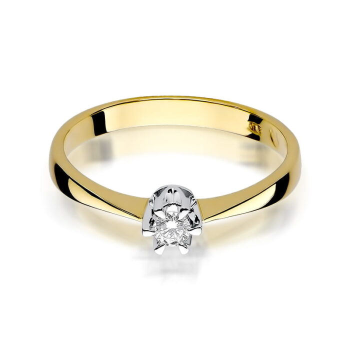 Inel Aur 14K cu Diamant Natural 0.15 ct - Imagine 2