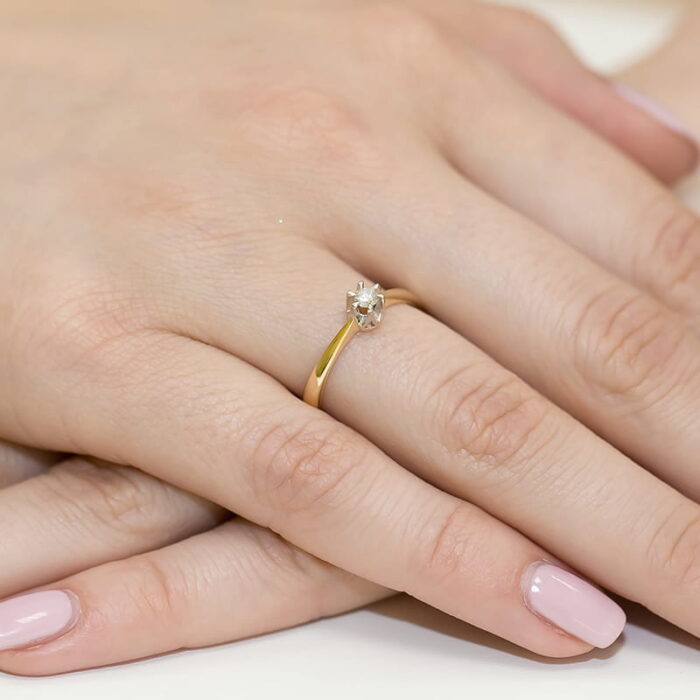Inel Aur 14K cu Diamant Natural 0.15 ct - Imagine 4