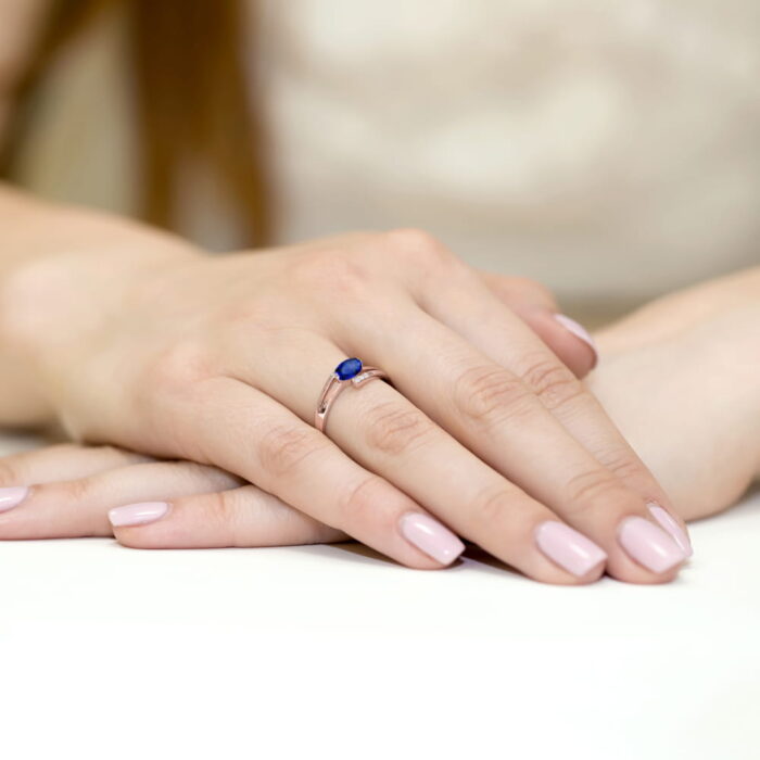 Inel Aur 14K cu Safir 0.70 ct si Diamante 0.05 ct - Imagine 11