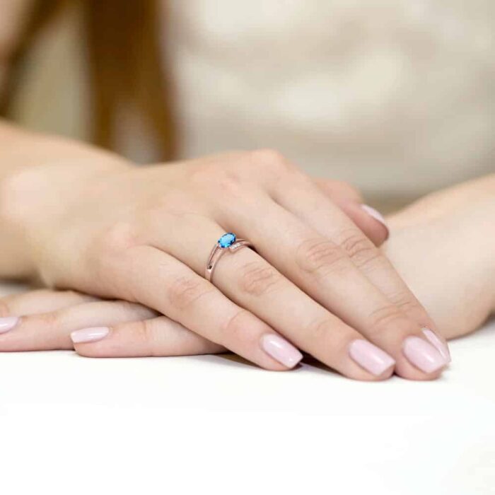 Inel Aur 14K cu Topaz 0.50 ct si Diamante 0.05 ct - Imagine 11