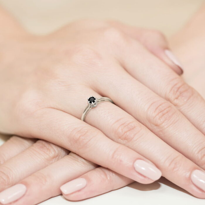 Inel Aur 14K W133 Diamant Negru 0.20ct - Imagine 12