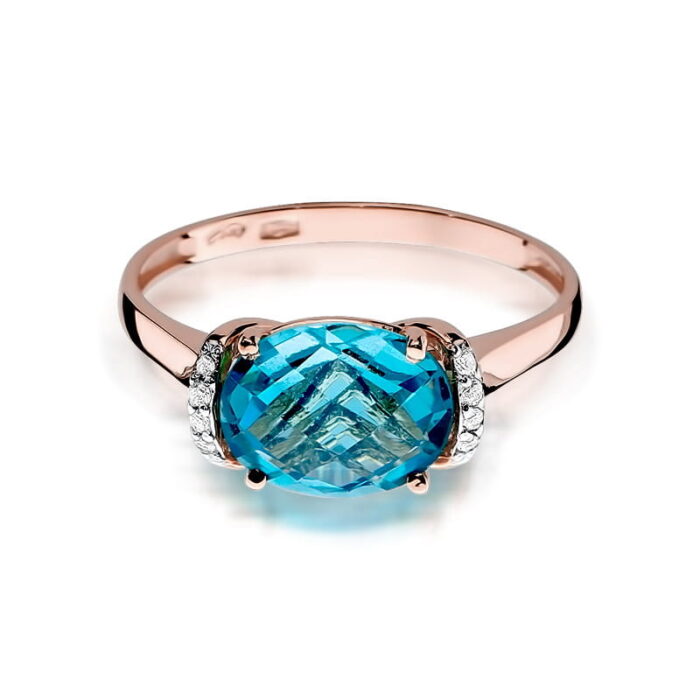 Inel Aur 14K cu Topaz 1.70 ct si Diamante 0.04 ct - Imagine 9