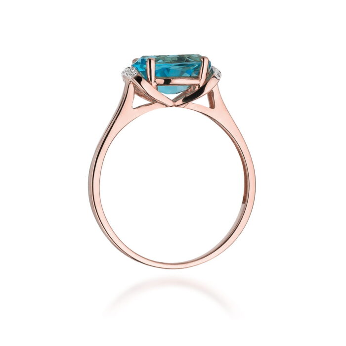 Inel Aur 14K cu Topaz 1.70 ct si Diamante 0.04 ct - Imagine 10