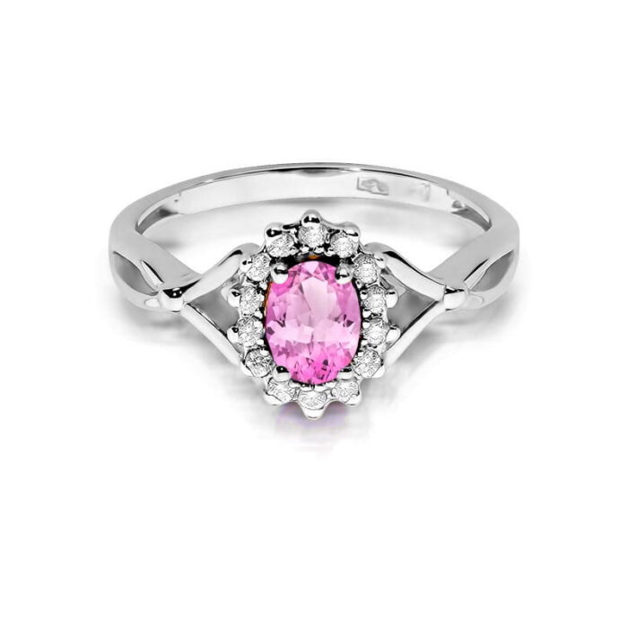 Inel Aur 14K cu Topaz Roz 0.45 ct si Diamante Naturale 0.12 ct - Imagine 10