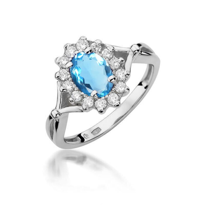 Inel Aur 14K cu Topaz Albastru 0.90 ct si Diamante Naturale 0.12 ct - Imagine 5