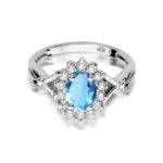 Inel Aur 14K cu Topaz Albastru 0.90 ct si Diamante Naturale 0.12 ct - Imagine 6