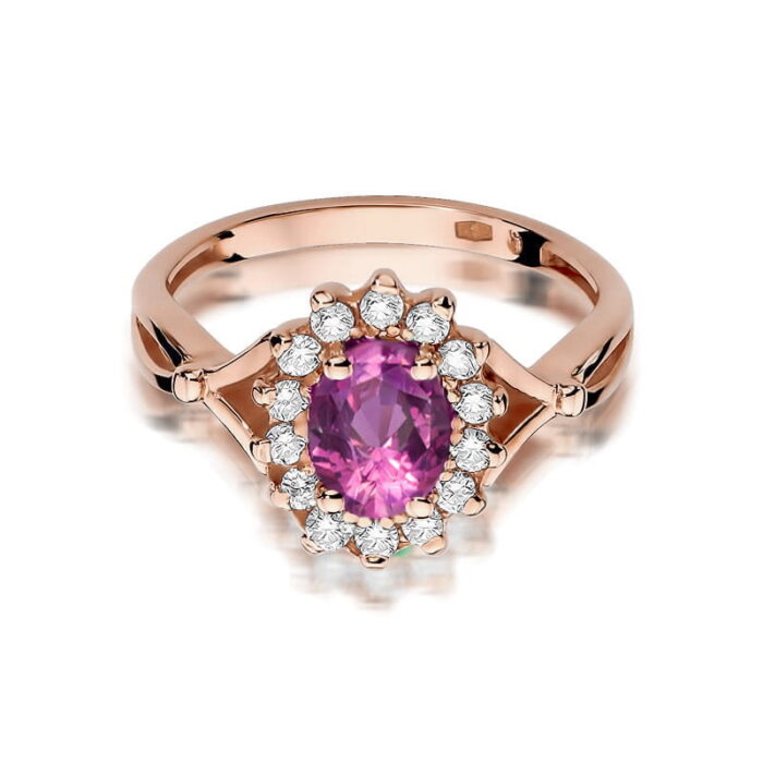 Inel Aur 14K cu Topaz Roz 0.45 ct si Diamante Naturale 0.12 ct - Imagine 6