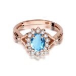 Inel Aur 14K cu Topaz Albastru 0.90 ct si Diamante Naturale 0.12 ct - Imagine 10