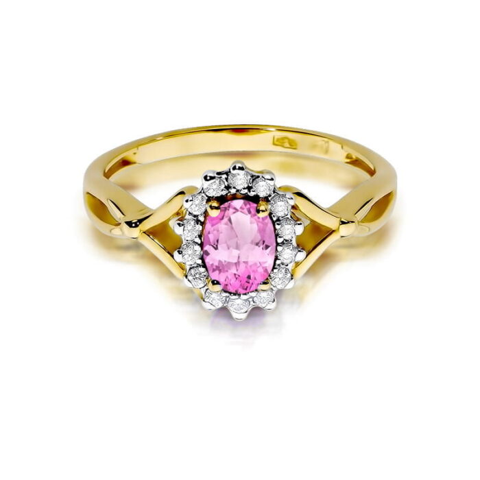 Inel Aur 14K cu Topaz Roz 0.45 ct si Diamante Naturale 0.12 ct - Imagine 2