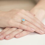 Inel Aur 14K cu Topaz Albastru 0.50 ct si Diamante Naturale 0.12 ct - Imagine 4