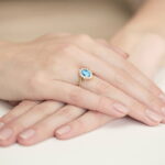 Inel Aur 14K cu Topaz Albastru 0.90 ct si Diamante Naturale 0.12 ct - Imagine 4