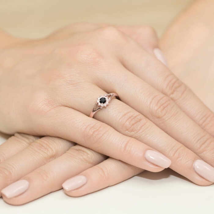 Inel Aur 14K W185 Diamant Negru 0.12ct - Imagine 8
