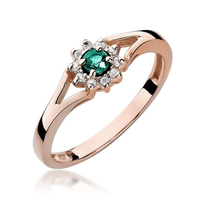 Inel Aur 14K cu Smarald 0.10 ct si Diamante 0.09 ct - Imagine 7