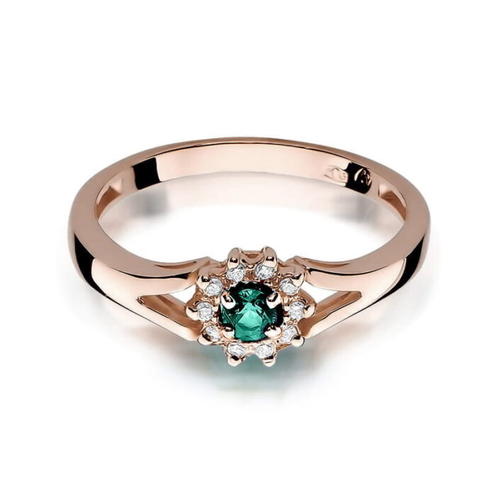 Inel Aur 14K cu Smarald 0.10 ct si Diamante 0.09 ct - Imagine 8