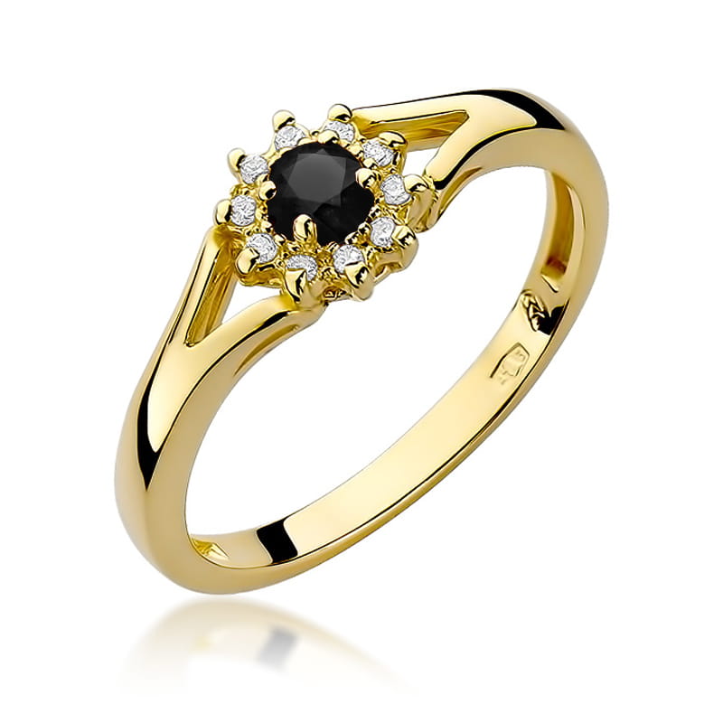 W185-Z-585-CB0.12_1.jpg Inel Aur 14K W185 Diamant Negru 0.12ct - Imagine 1