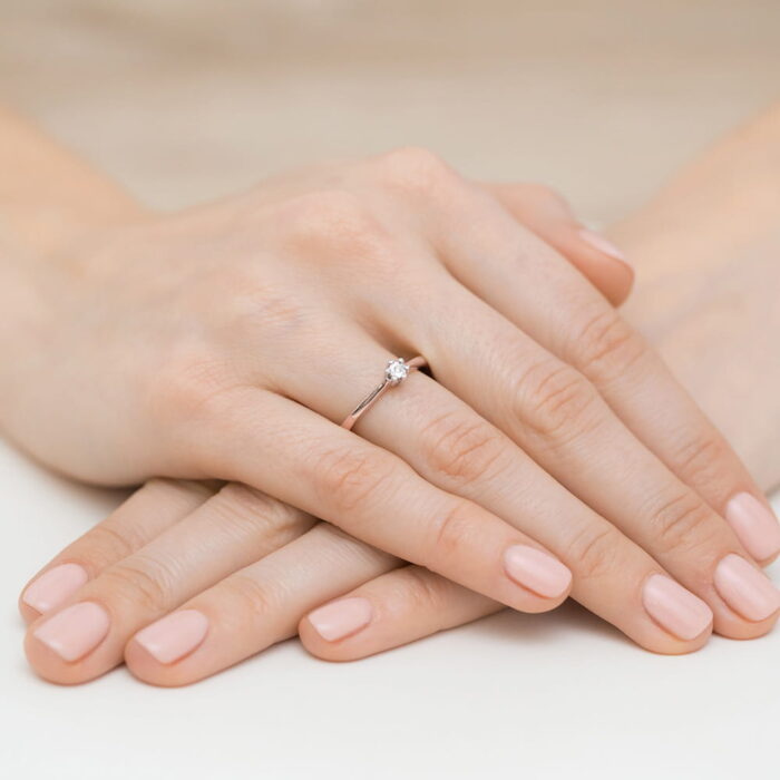 Inel Aur 14K cu Diamant 0.01 ct - Imagine 10