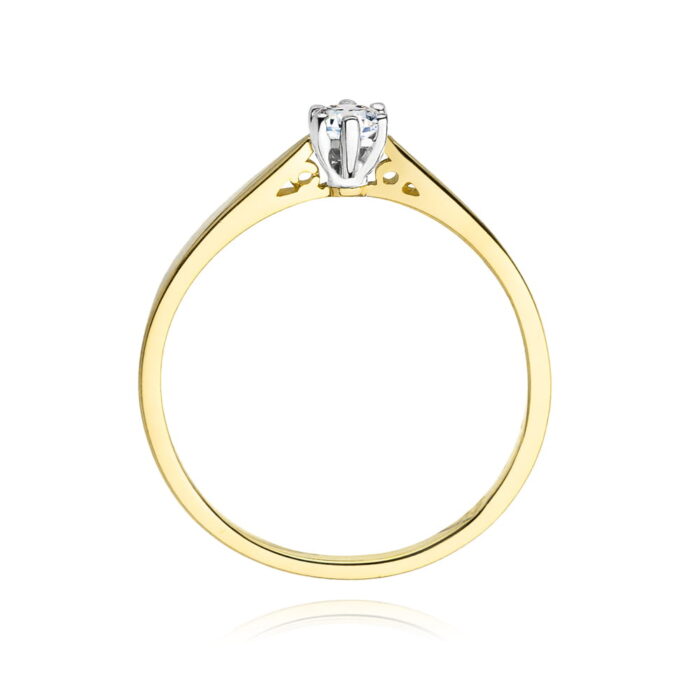 Inel Aur 14K cu Diamant Natural 0.12 ct - Imagine 3