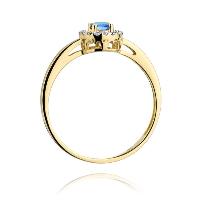 Inel Aur 14K cu Topaz 0.15 ct si Diamante 0.08 ct - Imagine 3